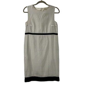 'S Max Mara Women's Size 6 Black/Ivory Striped Zip-Back Dress Sleeveless